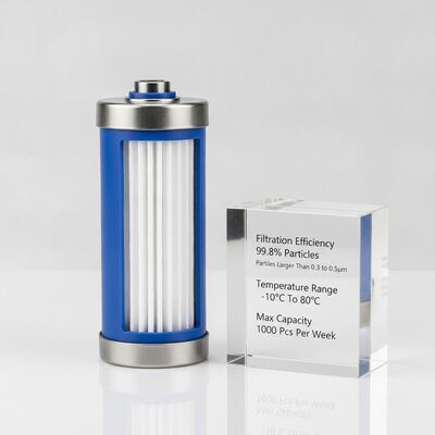 Filtrationseffizienz 998 Prozent Partikel größer als 03 bis 05um Kartusche Filterelement Temperaturbereich Minus 10°C bis 80°C Maximalkapazität 1000 Stück pro Woche
